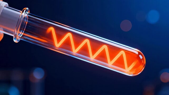 Glass tube with glowing zigzag filament