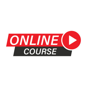 online course icon logo black red label flat design vector