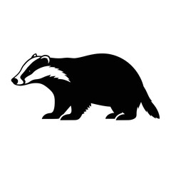 Fototapeta premium A striking black and white illustration of a European badger in profile, showcasing its distinctive markings.