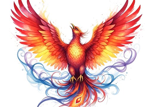 Phoenix Bird Symbolizing Rebirth and Immortality with Fiery Wings