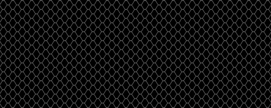 Net texture pattern on black background. Net texture pattern for backdrop and wallpaper. Realistic net pattern with black squares. Geometric background, vector illustration