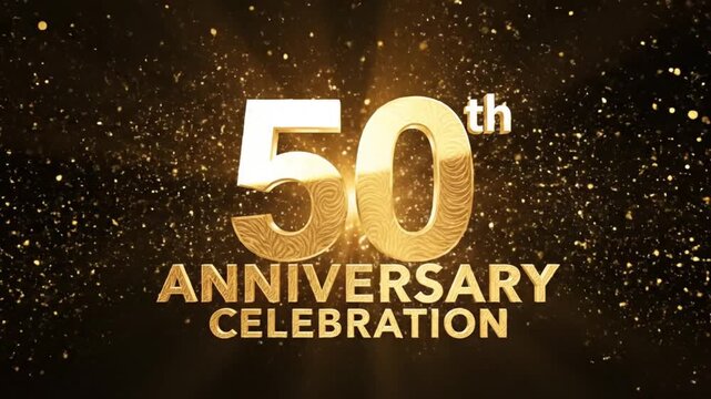 50 Years Anniversary Text Animation with Alpha Channel &ndash; Dark Background 4K