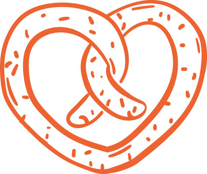 pretzel heart shape doodle hand drawn line art illustration