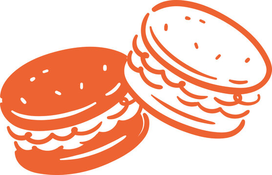 macaron doodle handdrawn line art illustration