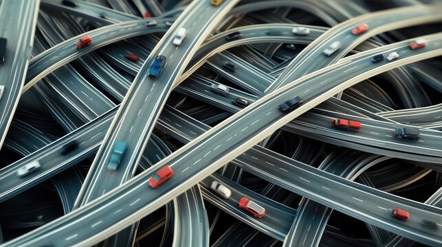 Complex highway interchange creating an intricate transportation network