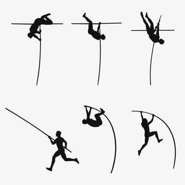 Pole Vault Silhouette Vector Illustration