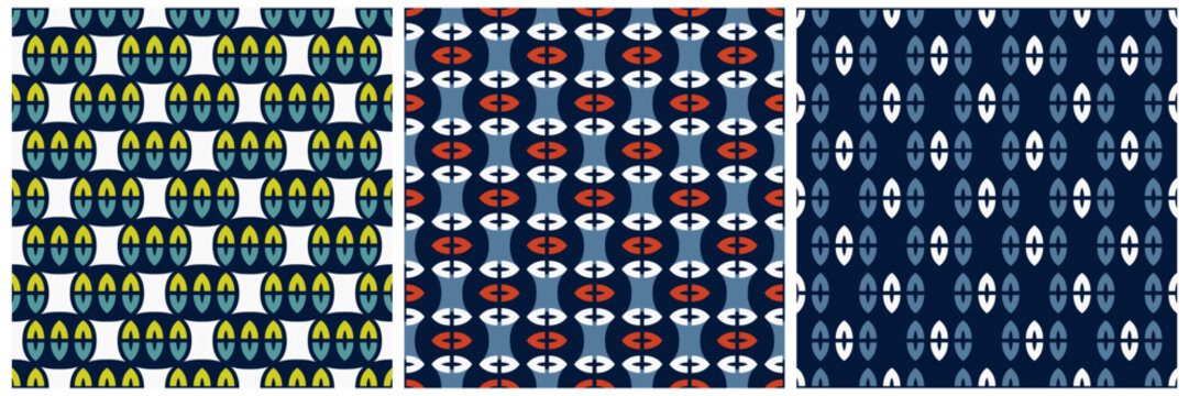 Simple geometric pattern abstract paisley shape motif classic blue minimal background. Repeat tiny small element modern fabric design textile swatch ladies dress, man scarf, shirt all over print block