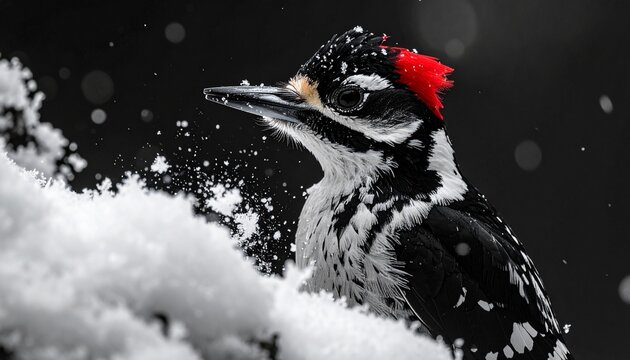 Woodpecker in Winter - A Striking Portrait of Natures Resilience.