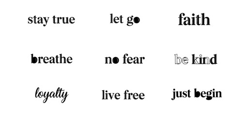 Obraz premium Inspirational quotes on black background