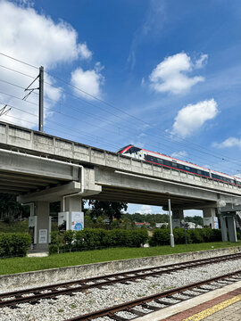 Johor, Malaysia, April 22, 2026: ETS Train Above Laman Rel Mahkota