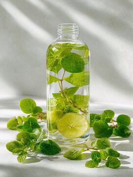 homemade lemonade with lemon and mint, generative ai