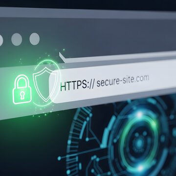 Secure HTTPS Connection with SSL Lock Icon on Web Browser Address Bar