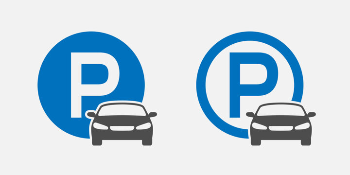 Car parking graphic icons set. Parking signs isolated on white background. Information symbols. Vector illustration