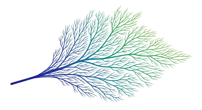 Abstract Blue to Green Gradient Leaf Vein Pattern - Botanical Branching Network Design