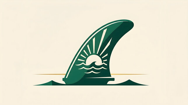 Surfing Fin Icon Graphic for Watersport Enthusiasts with a Creative Sun and Wave Design Symbolizing Ocean Lifestyle and Summer Activities 168