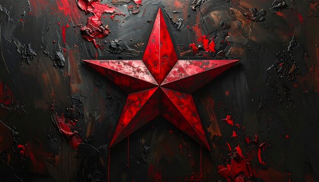 Red star on a textured dark background
