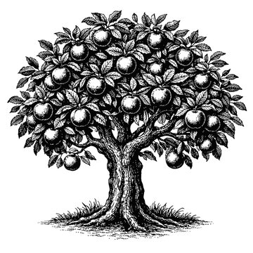 A lush apple tree with ripe fruit, abundant harvest, nature's bounty, tree with apples, fruit tree, orchard, agriculture, gardening, landscape, trees, greenery, foliage, seasonal, outdoors