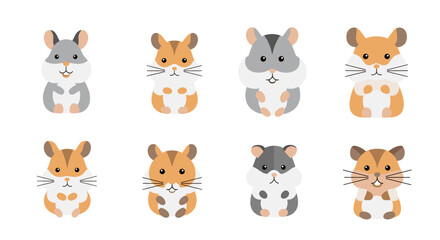 Fototapeta premium Cute cartoon hamster faces collection.