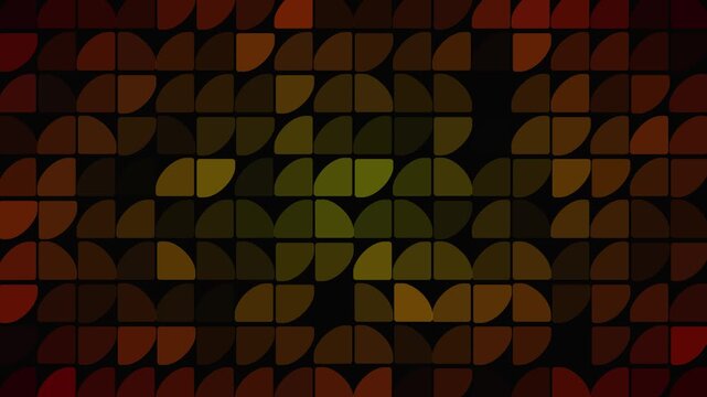 Abstract geometric mosaic pattern motion background with warm gradient colors and dynamic light effects.