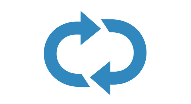 Blue Circular Arrows Icon Illustrating Repetition, Process, Recycling, and Update Cycles