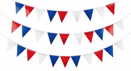 Fototapeta premium Red white and blue triangular pennant flags banner