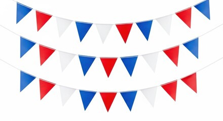 Obraz premium Triangular flag bunting in red and blue colors