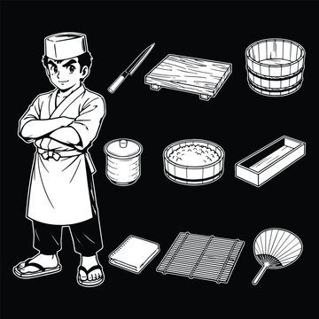 Vintage Sushi Master Chef Set