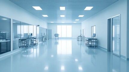 Obraz premium Cleanroom facility corridor with sterile environment
