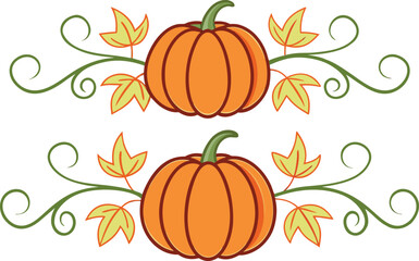 Naklejka premium Pumpkin Border Autumn Frame Design. Halloween Pumpkin Border Decorative Frame. Autumn Pumpkin Border Seasonal Layout. Pumpkin Vine Border Nature Frame. Festive Pumpkin Border Corner Design. Pumpkin
