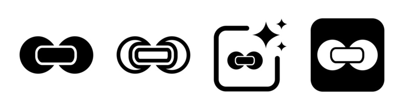 Chain link icon representing connection unity and hyperlink network concept in black vector illustration