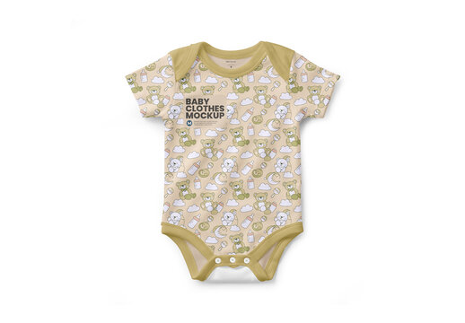 Baby Clothes Mockup Realistic Render on Clean Background for Branding