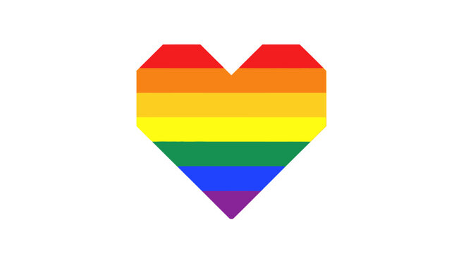 Rainbow colored heart symbol icon.