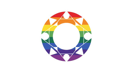 Obraz premium Rainbow colored geometric shape symbol.