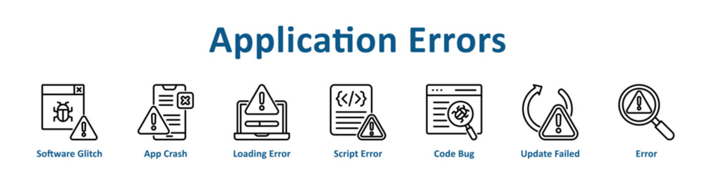 -Application Errors web icon banner with line art style