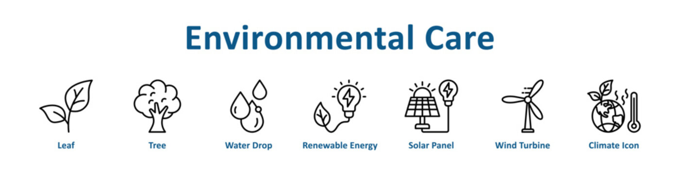 -Environmental Care web icon banner with line art style