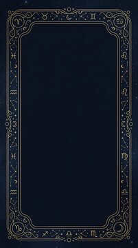 Elegant zodiac astrology chart design with celestial motifs and ornate border