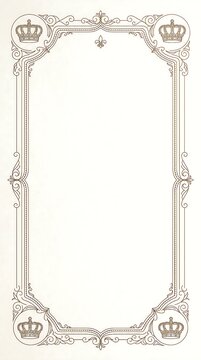 luxury minimal crown frame with ornate decorative border for royal or wedding design