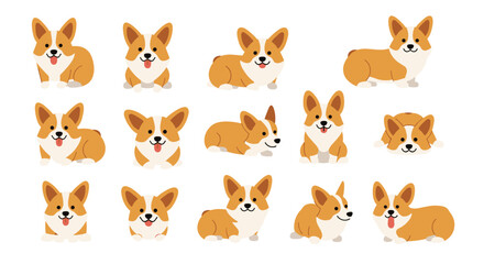 Obraz premium Corgi dogs in various poses 1.