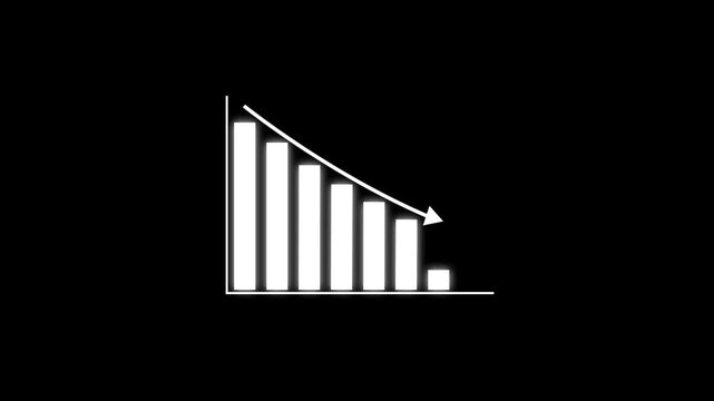 Downward business graph showing project loss and financial decline trends.