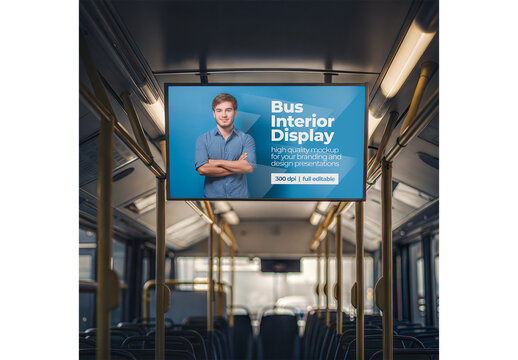Bus Display Mockup Realistic Render on Bus Background for Branding