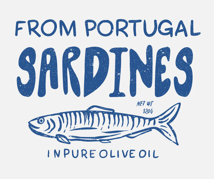 Sardines fish artwork for t shirt print, poster, sticker and other uses. Sardine fish from Portugal. 