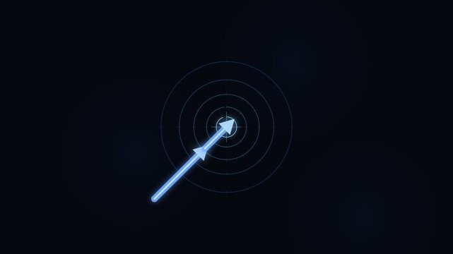 Adaptive Targeting System Animation, Precision Goal Achievement, Futuristic Business Technology Loop.