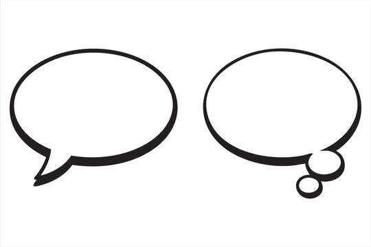 Messaging And Dialogue Icon Set Speech Thought Bubbles Outline