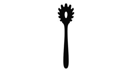 A striking black spaghetti server in profile a minimalist silhouette © nhpvect02