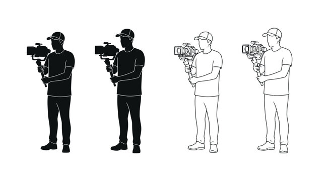 cameraman holding video camera silhouette high quality professional