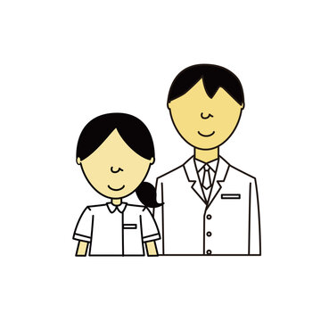 Medical Staff Couple &ndash; 4 Style Variation Vector Illustration Set
