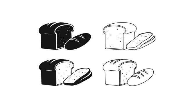 bread loaves and slices silhouette high quality professional