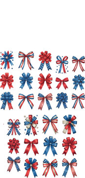 american flags ,bow ribbon, colours bow, uk, flag ,american, independence, festive, symbol, clip art,stylish, red, trendy set
