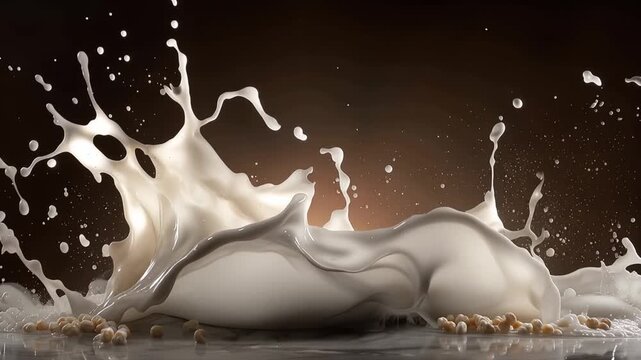 Dynamic Milk Splash: The image showcases a captivating dance of liquid, capturing a milk splash in mid-air, a visual celebration of dairy's refreshing nature.