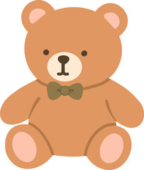 Fototapeta premium teddy bear toy sitting with bow tie in soft pastel style on light background, perfect for nursery decor, baby products design